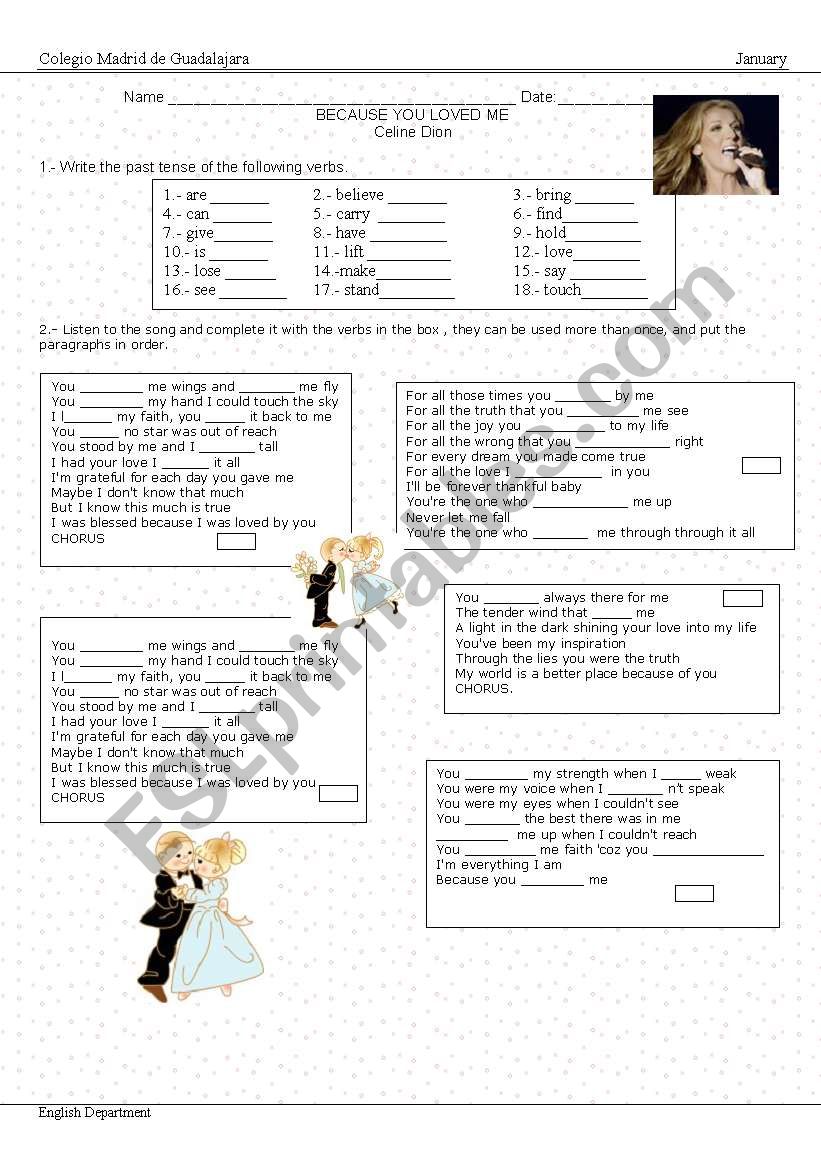 Because you loved me. worksheet