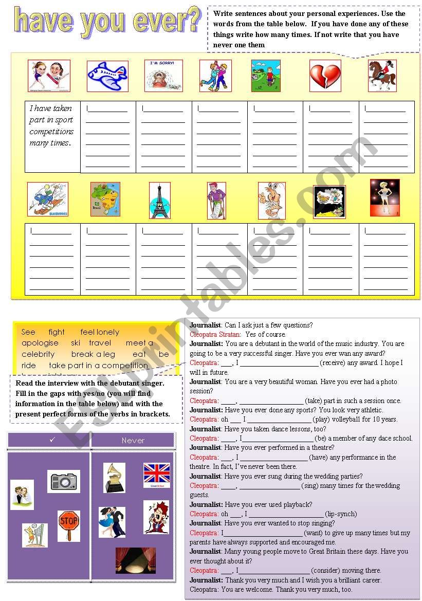 Have you ever? worksheet