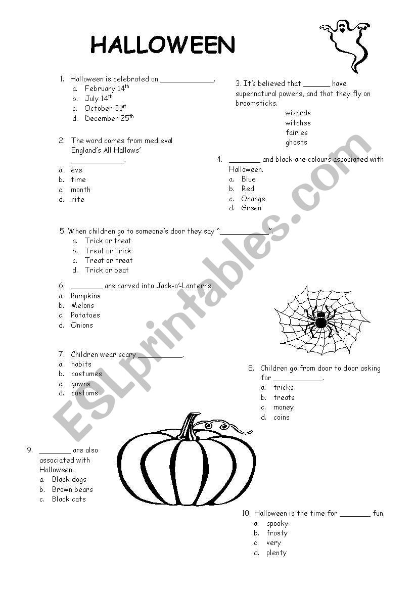 Halloween worksheet