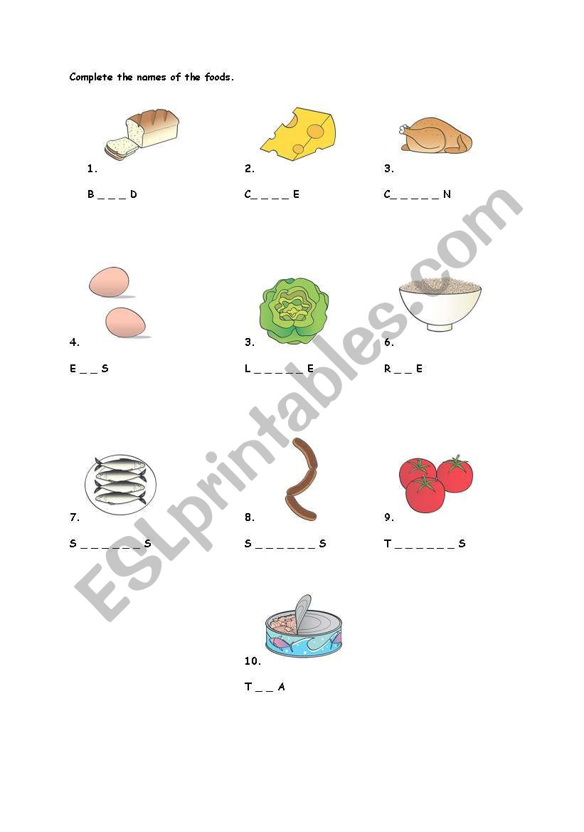 Food worksheet