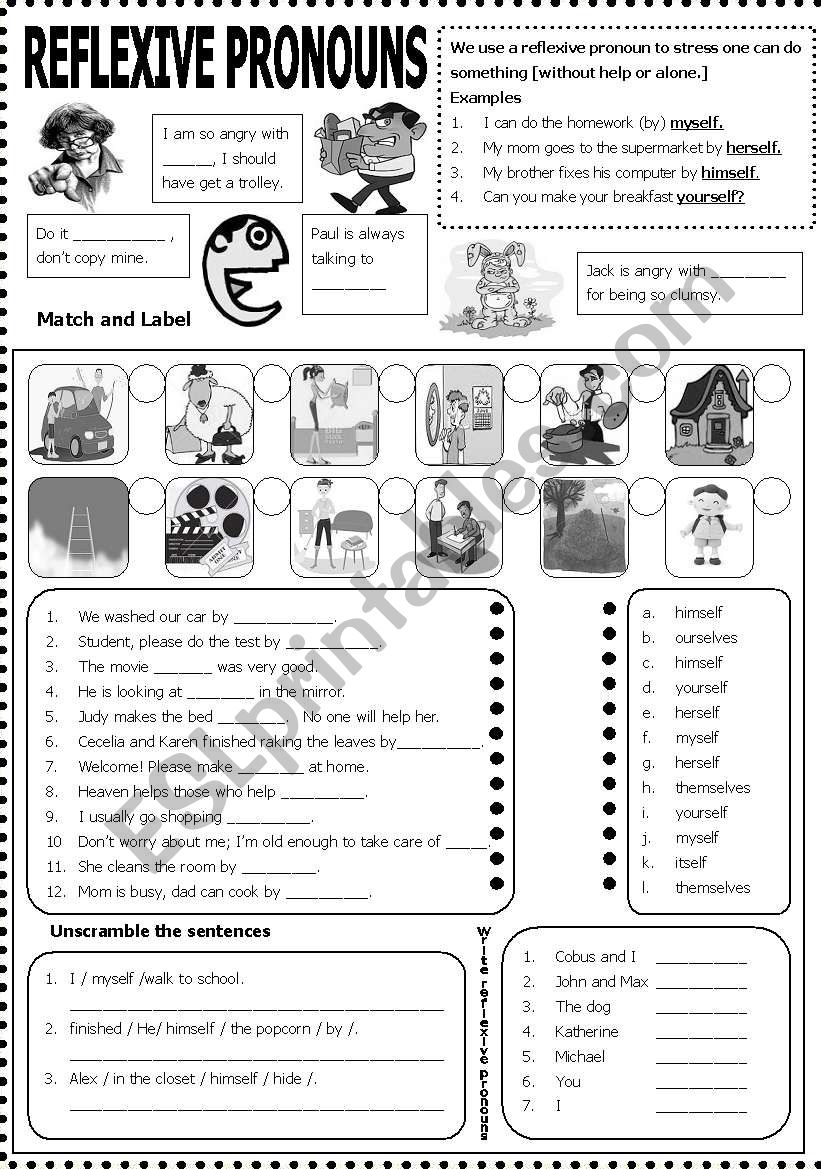 REFLEXIVE  PRONOUS worksheet