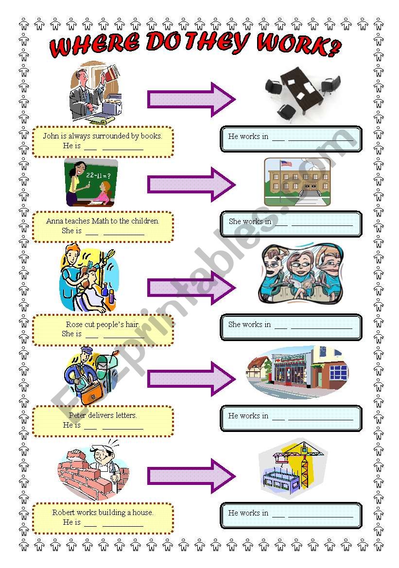 Where do they work? PART I/II worksheet