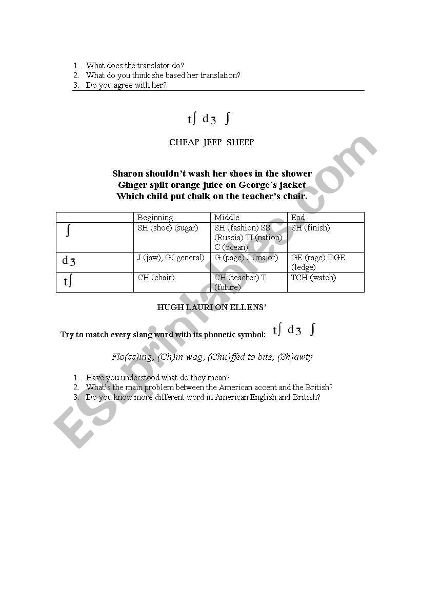 Consonantic English Sounds worksheet