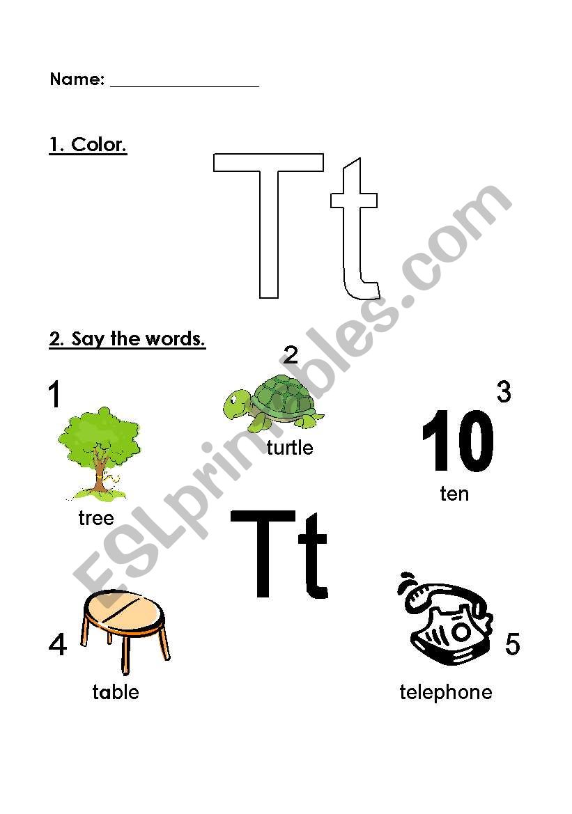 letter Tt worksheet