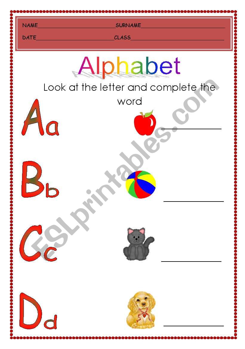 alphabet part 1 worksheet