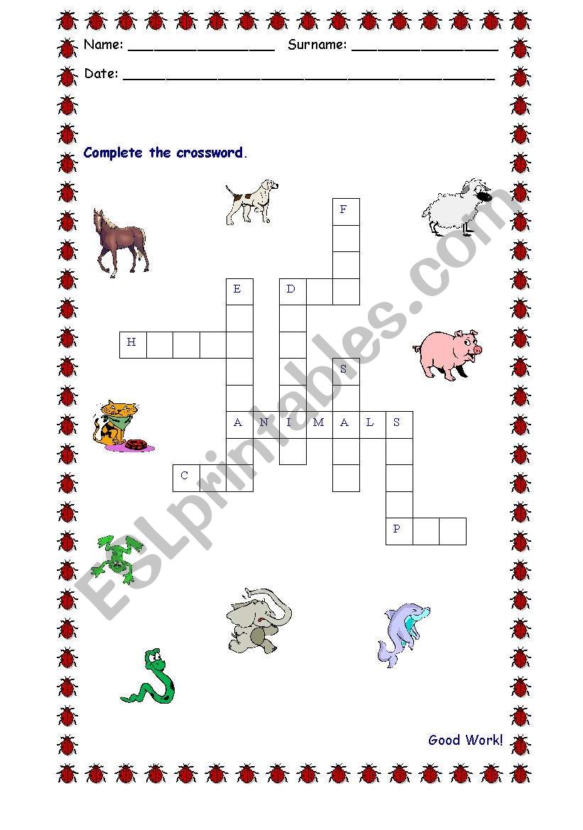 Animals worksheet