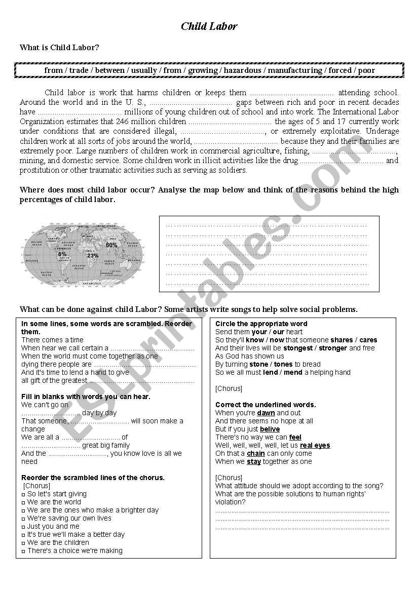 child labor worksheet