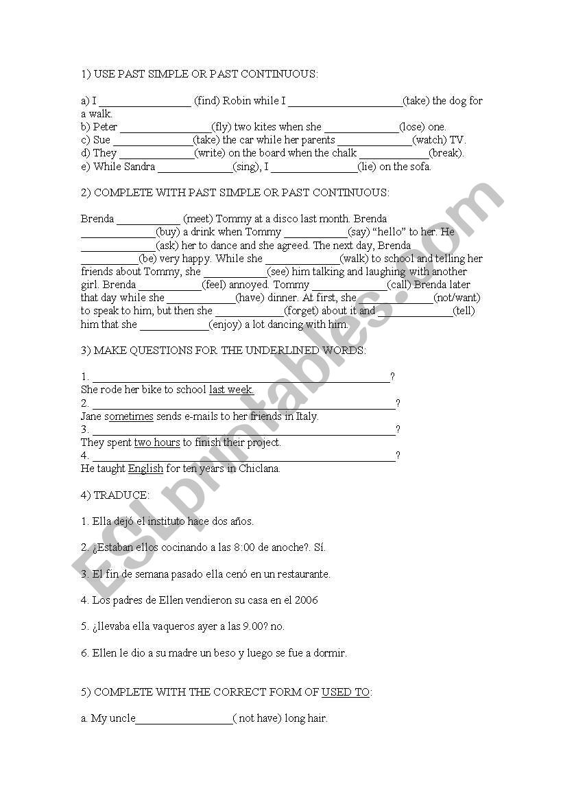 REVIEW OF TENSES worksheet