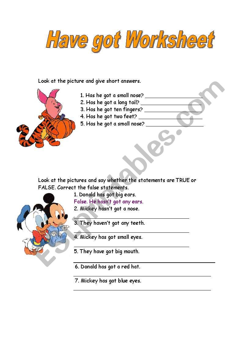 Have/Has got  worksheet