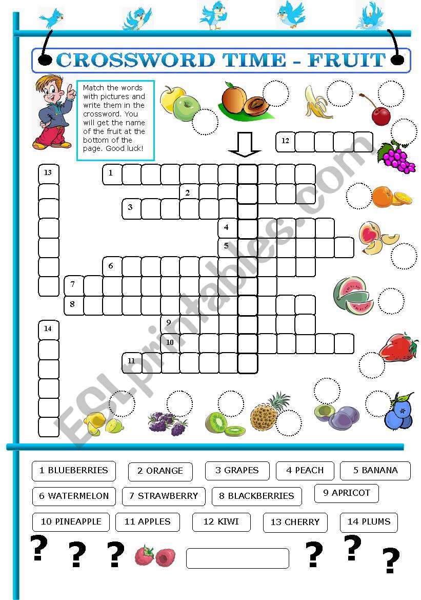 CROSSWORD TIME - FRUIT (editable)