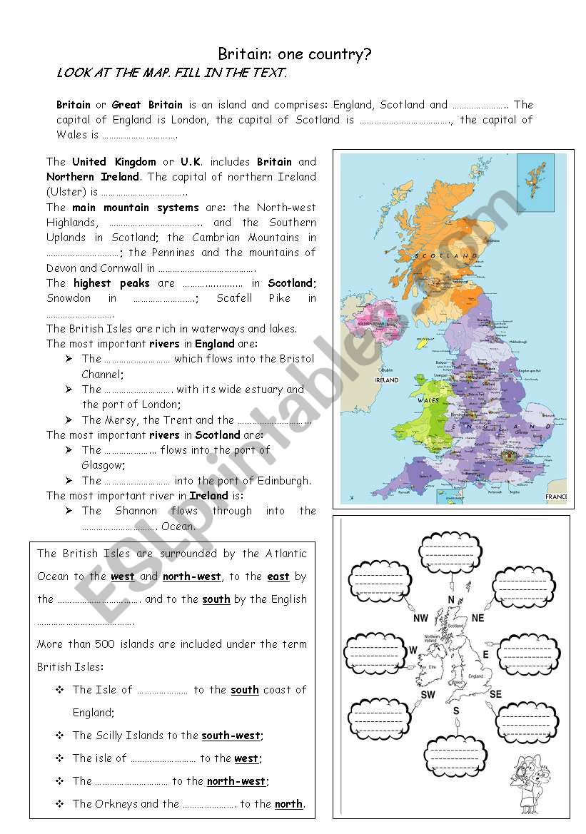 England and its geography worksheet