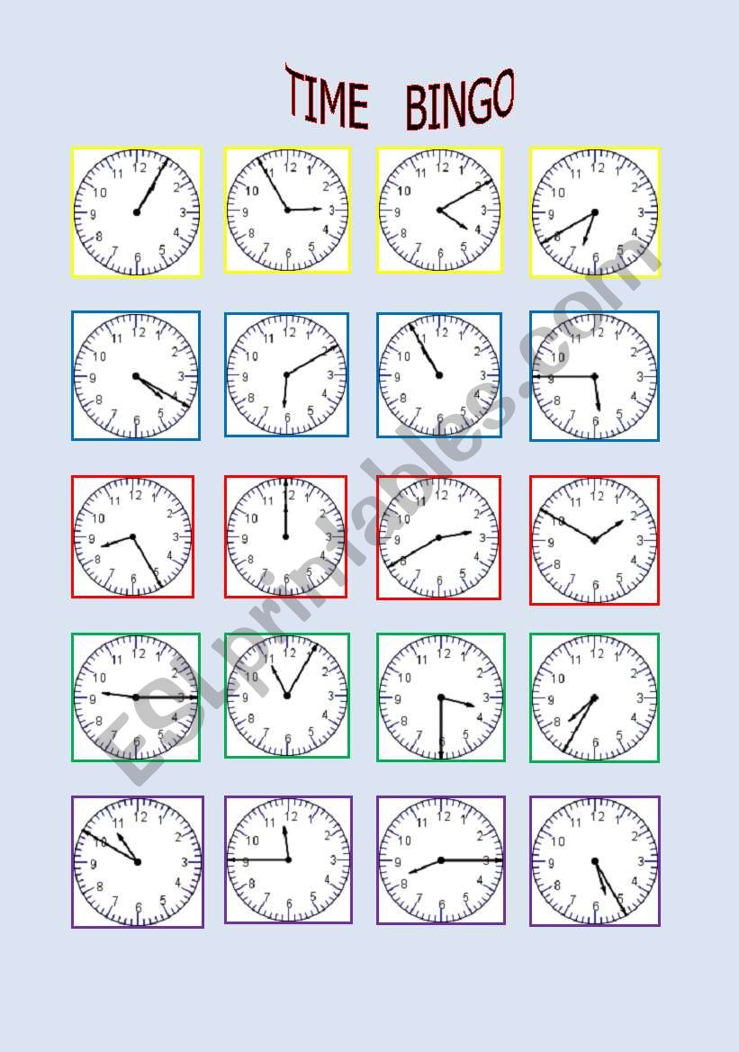 TIME BINGO worksheet