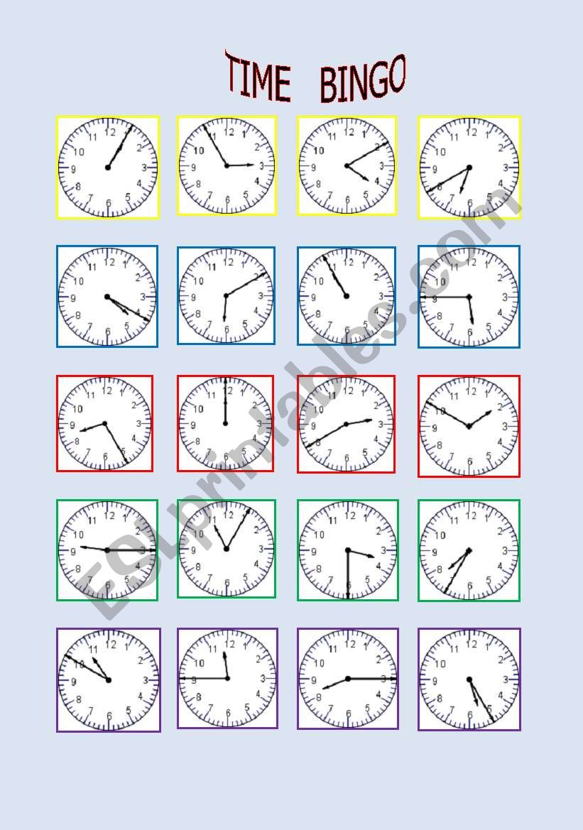 TIME BINGO worksheet