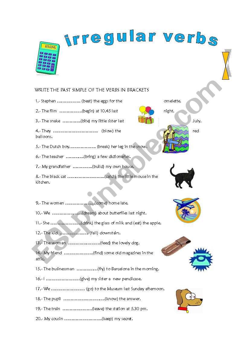 Irregular verbs. Past Simple worksheet