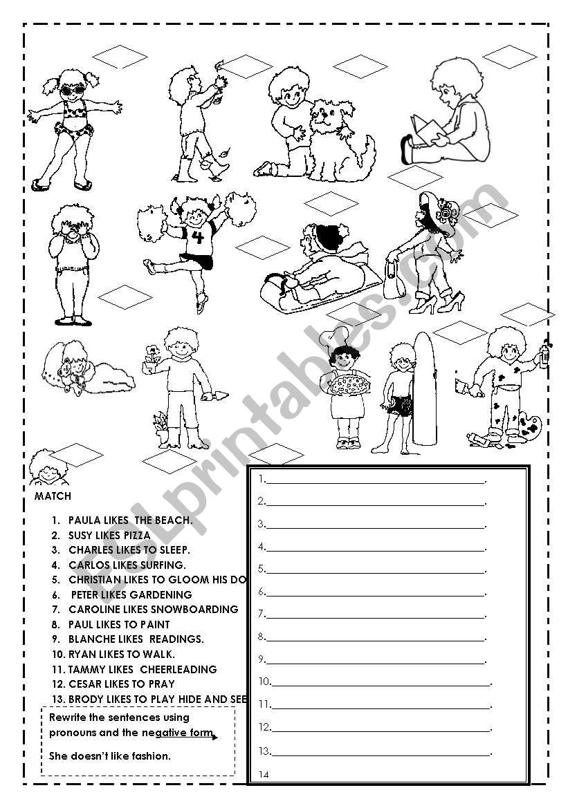 Hobbies and activities. worksheet