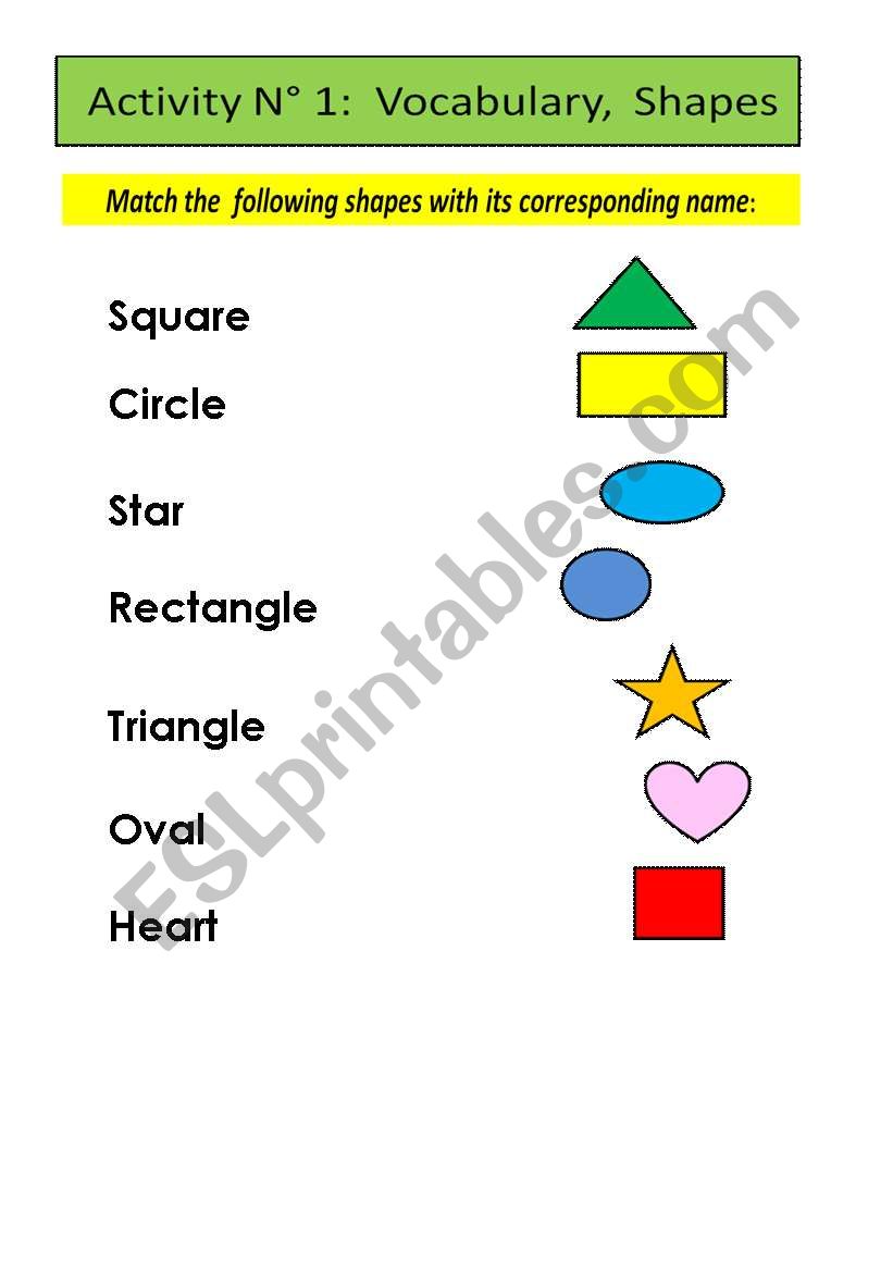 Vocabulary:   Shapes worksheet