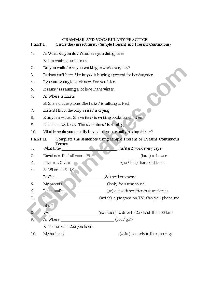 General Review worksheet