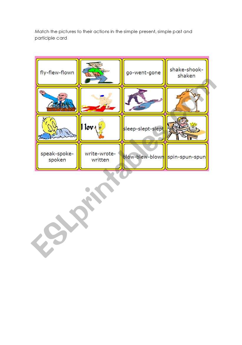 VERB TENSES-MEMORY GAME worksheet