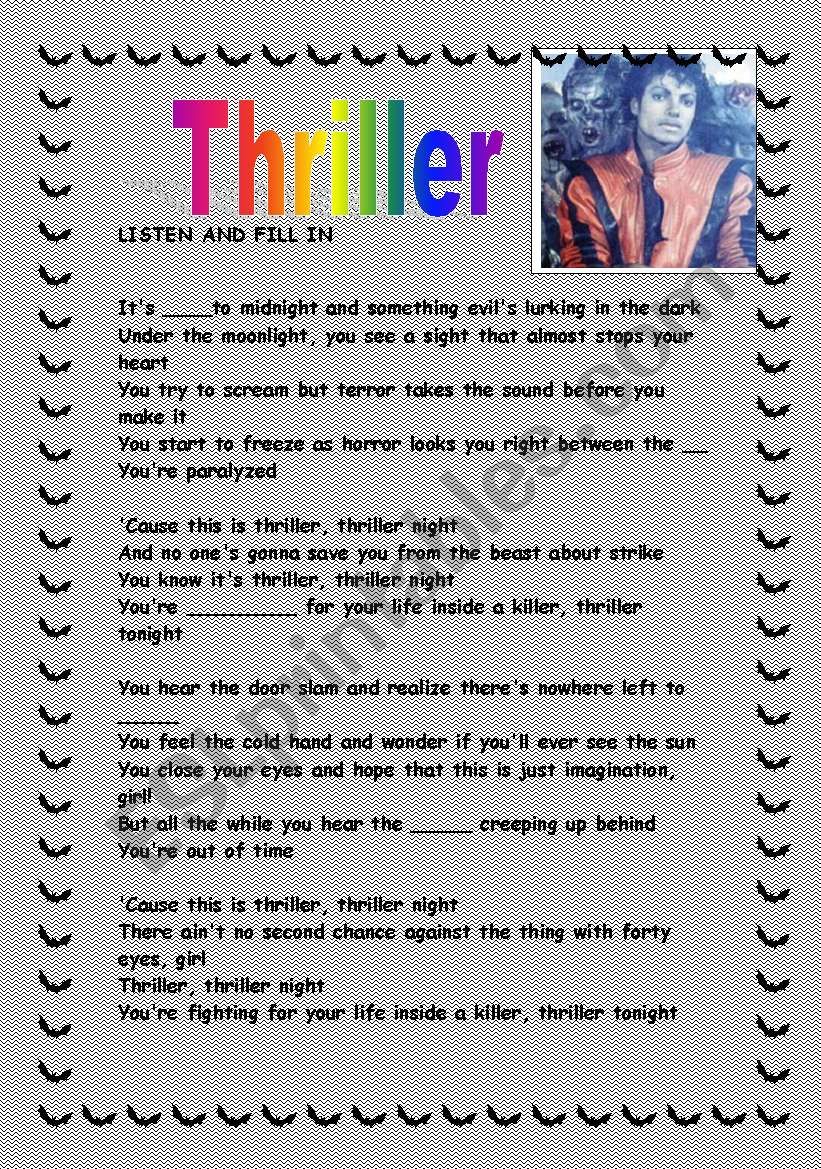 song Thriller worksheet