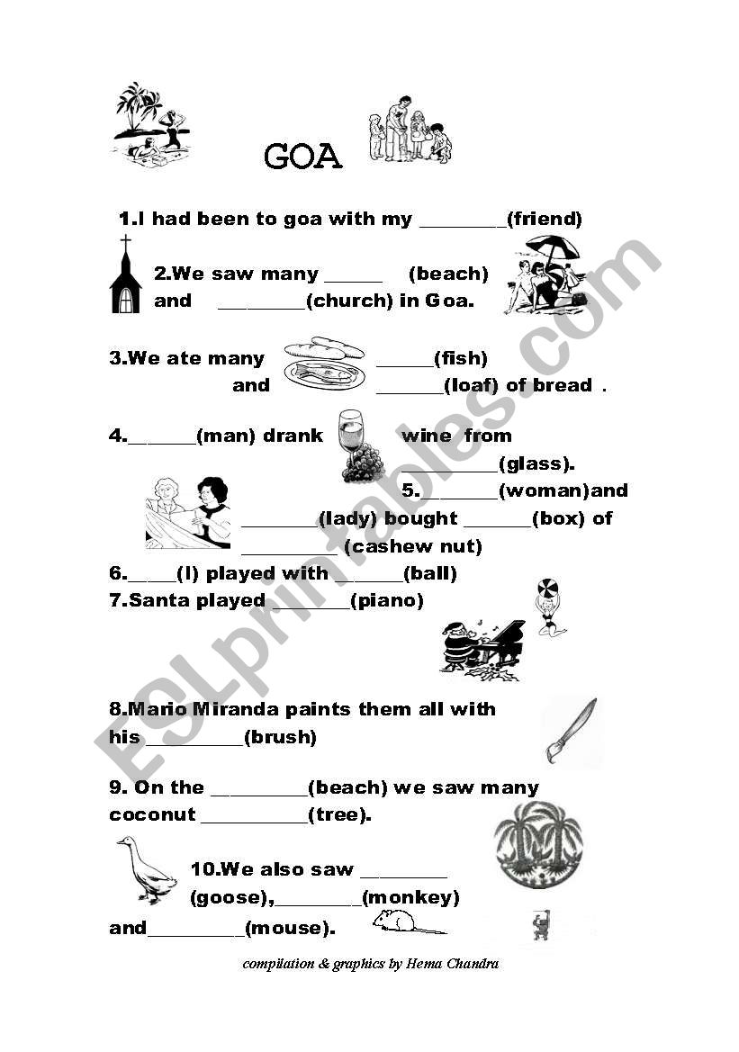 worksheet on sing /plural worksheet