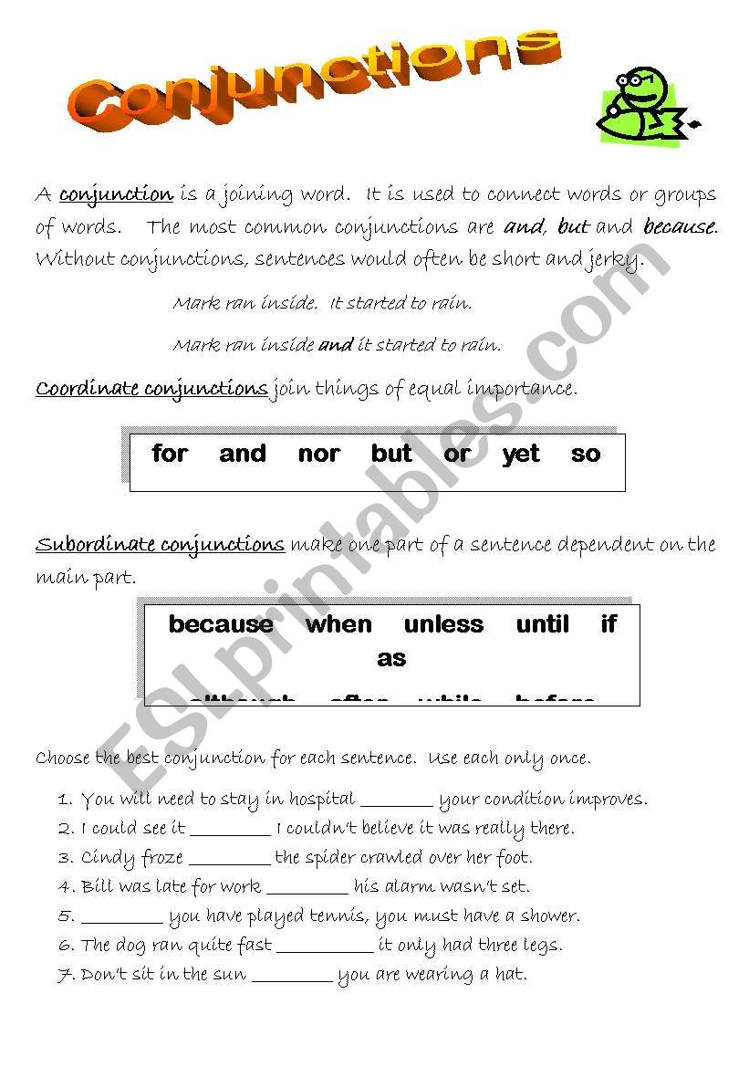 Conjunctions worksheet