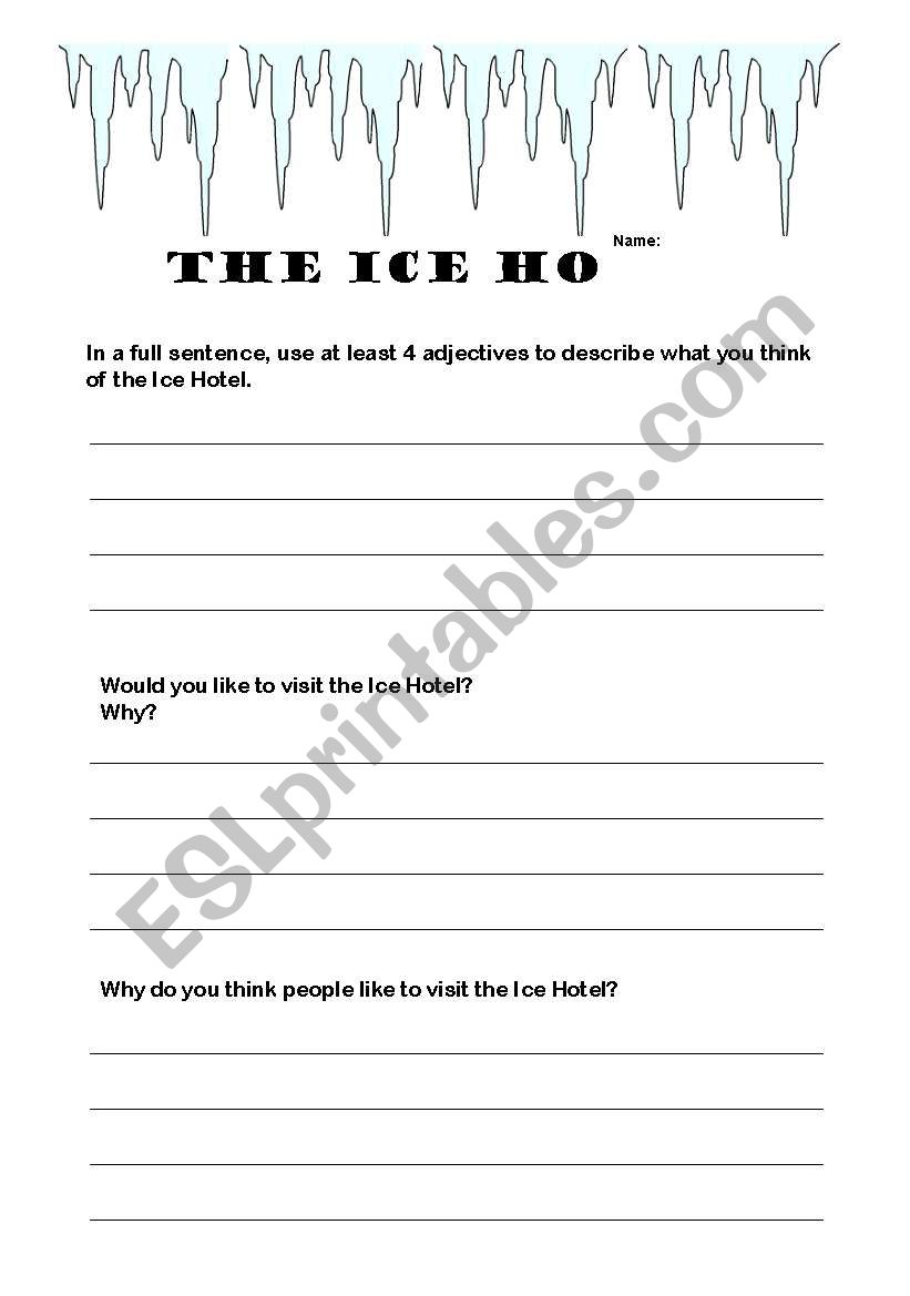 The Ice Hotel questions (preview looks different than download)