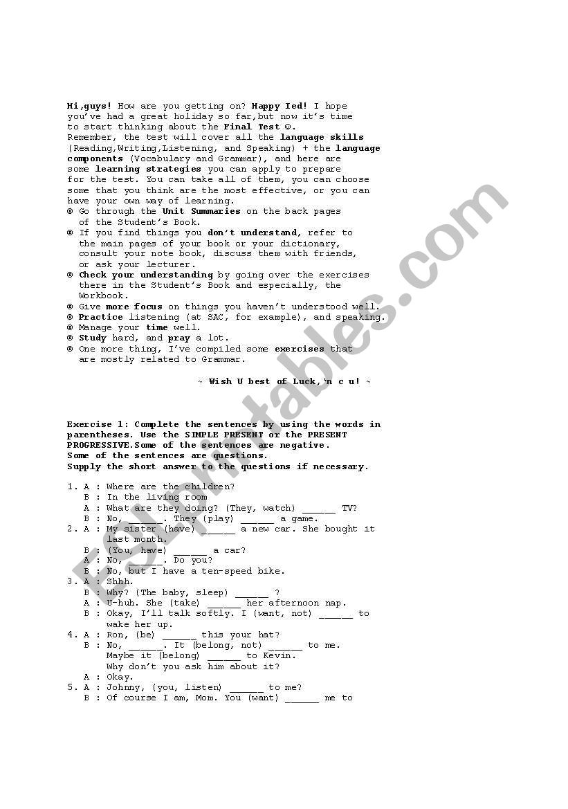 new  interchange prep test worksheet