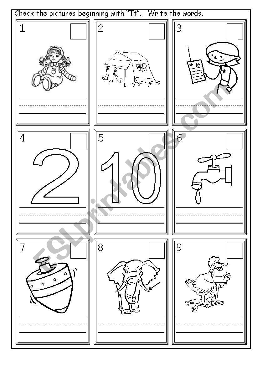 Phonics Tt worksheet