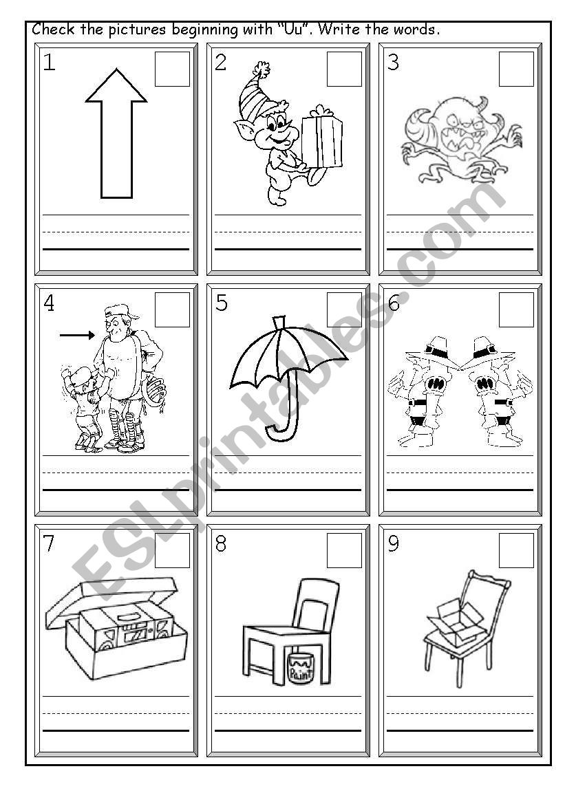 Phonics Uu worksheet