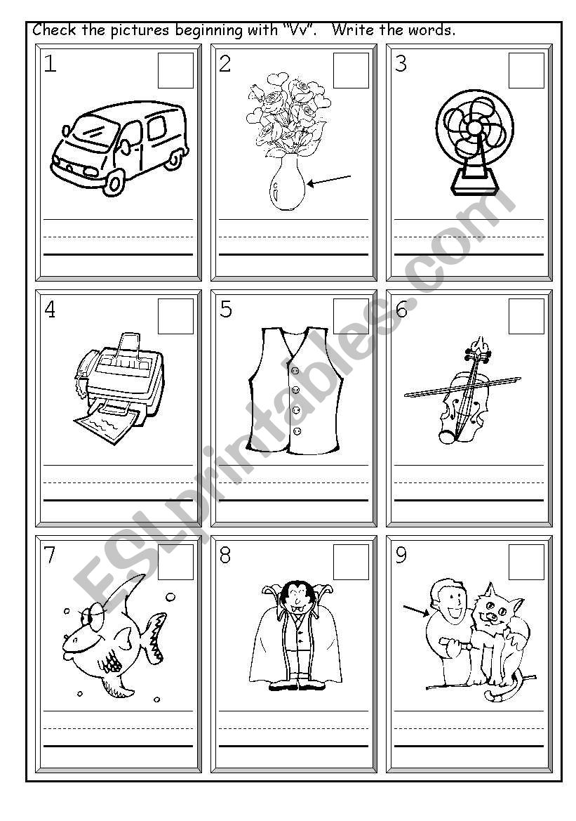 Phonics Vv worksheet