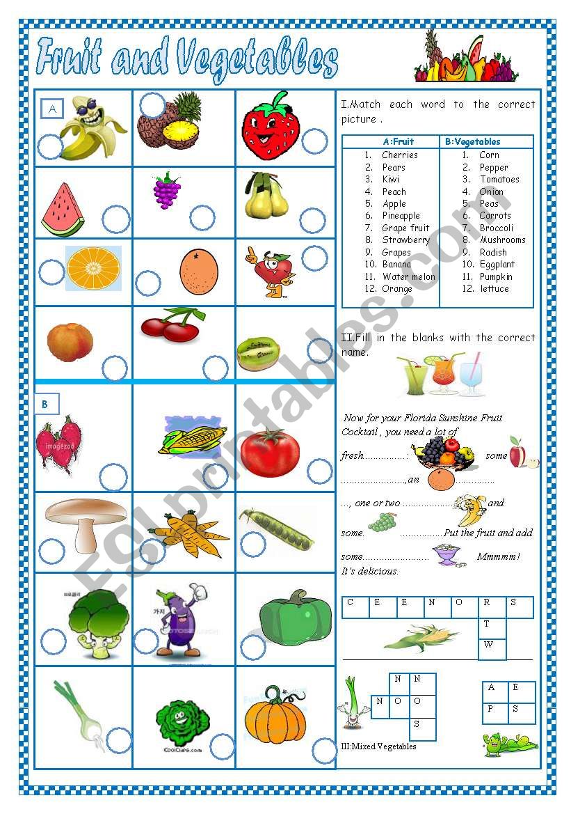 Fruit and Vegetables(1) worksheet