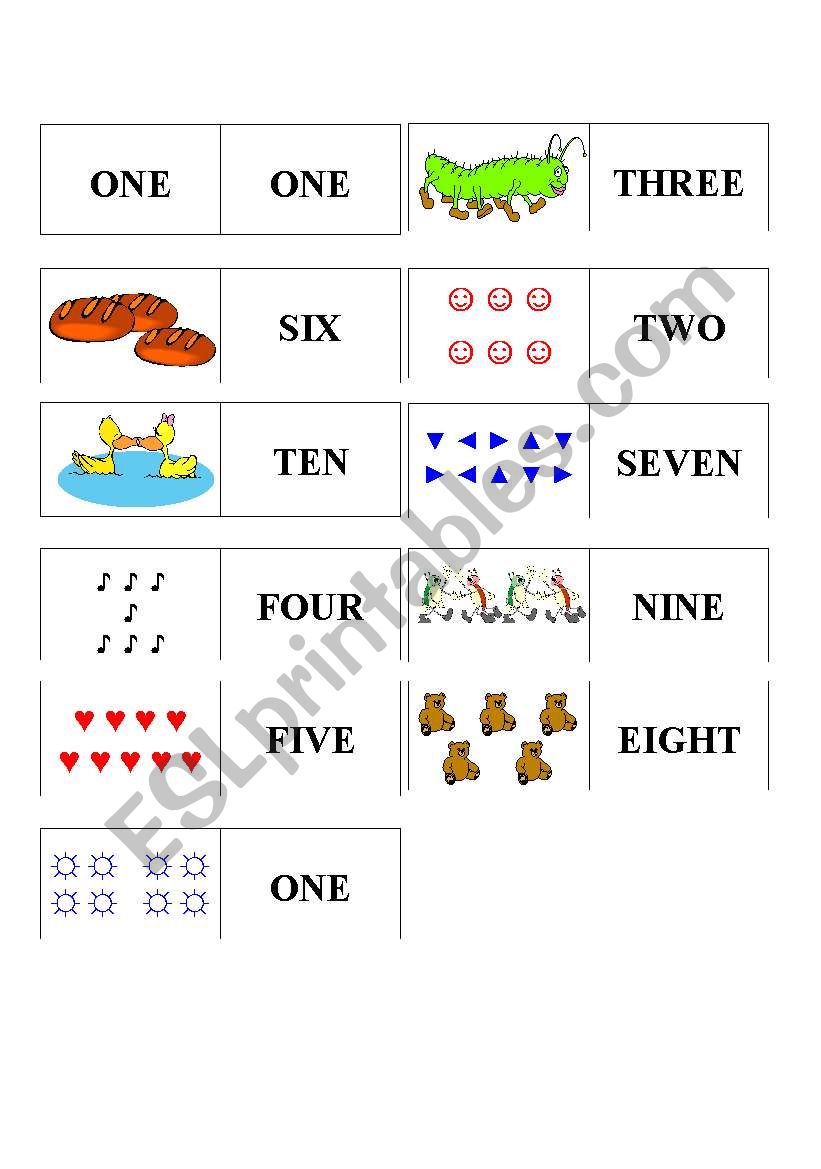 NUMBER DOMINOES 1-10 worksheet