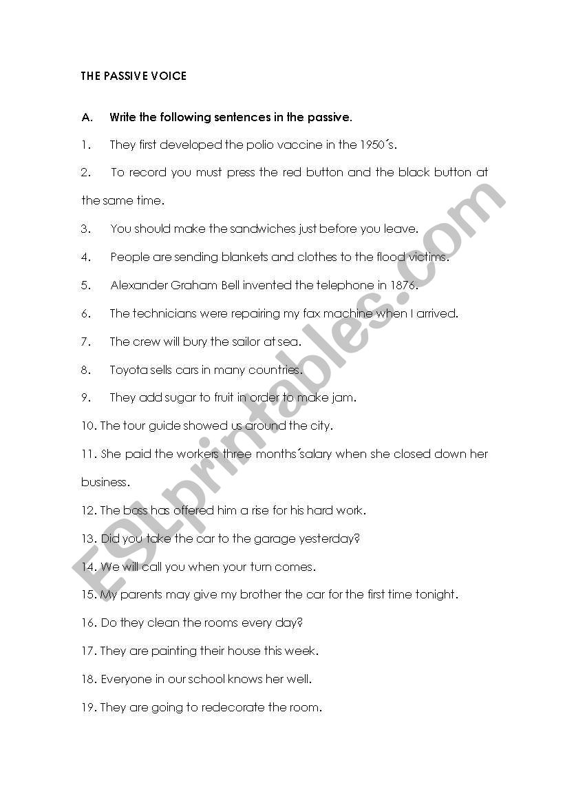 Passive voice worksheet