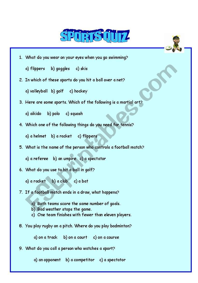 SPORTS QUIZ worksheet