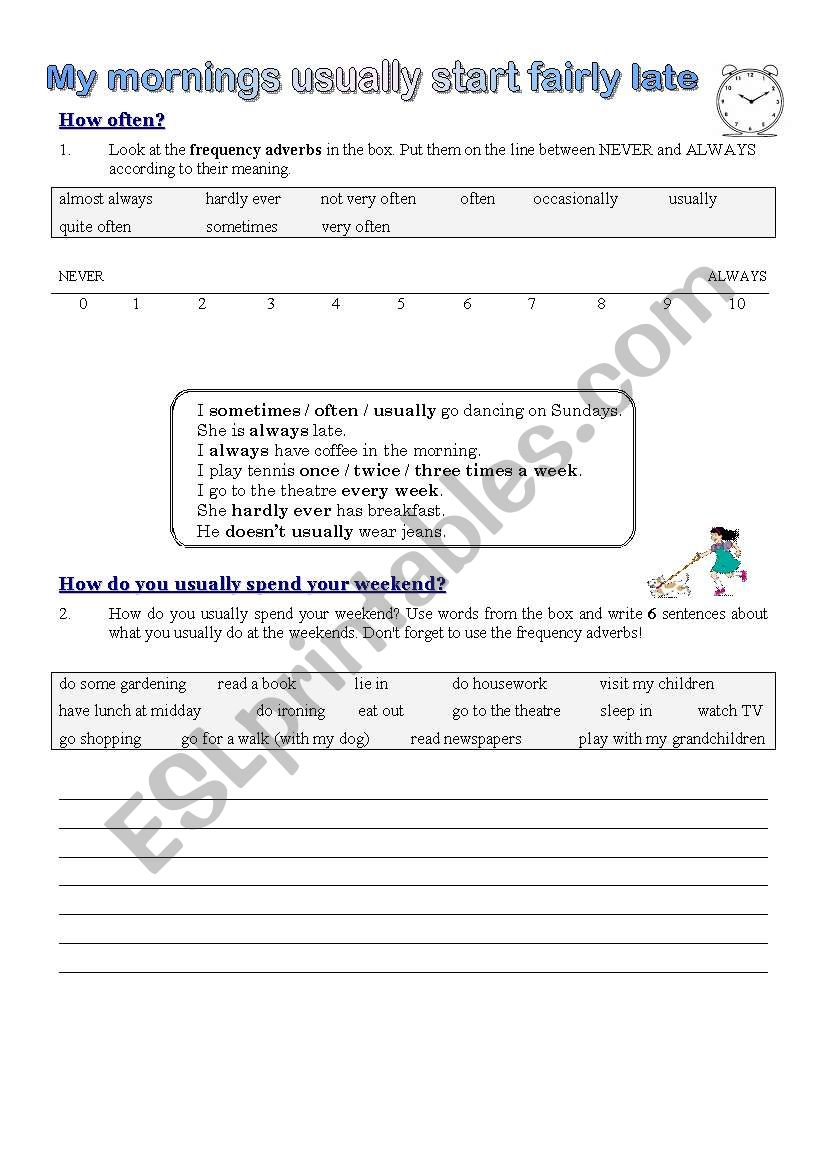 Daily routines worksheet