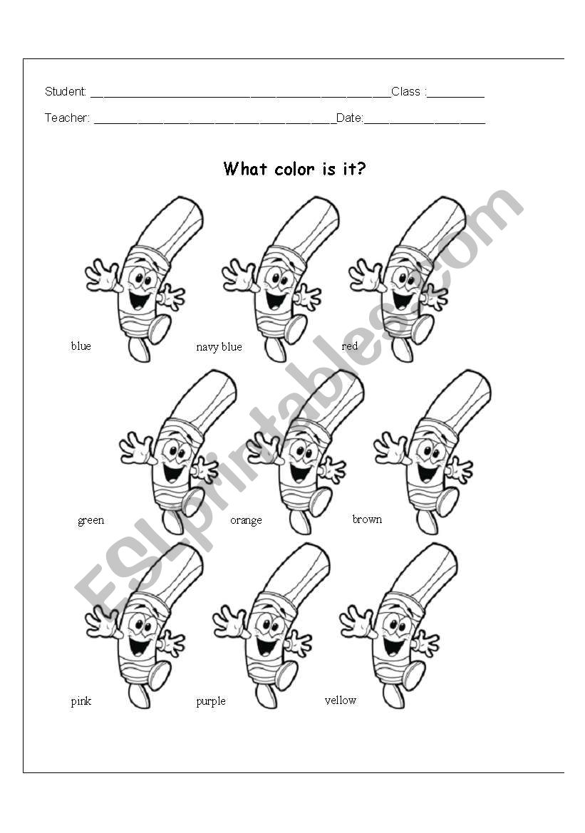 Colours worksheet