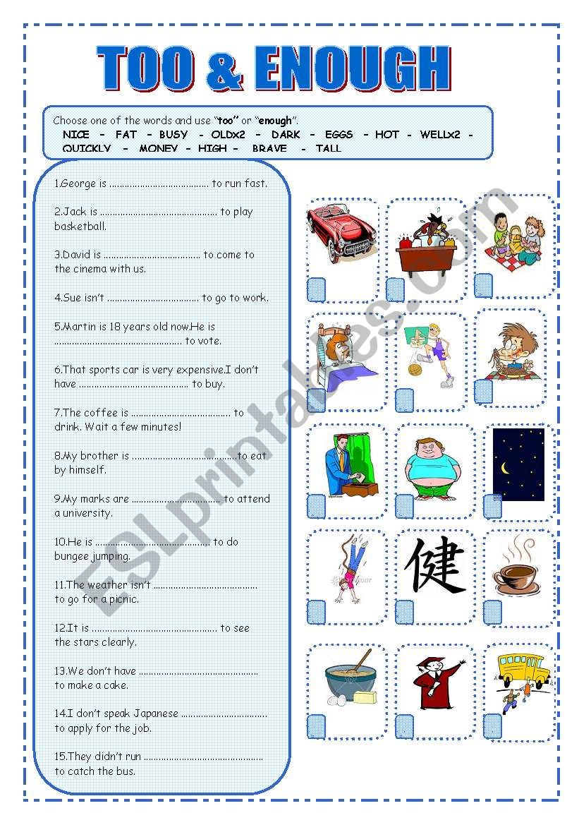 TOO&ENOUGH worksheet