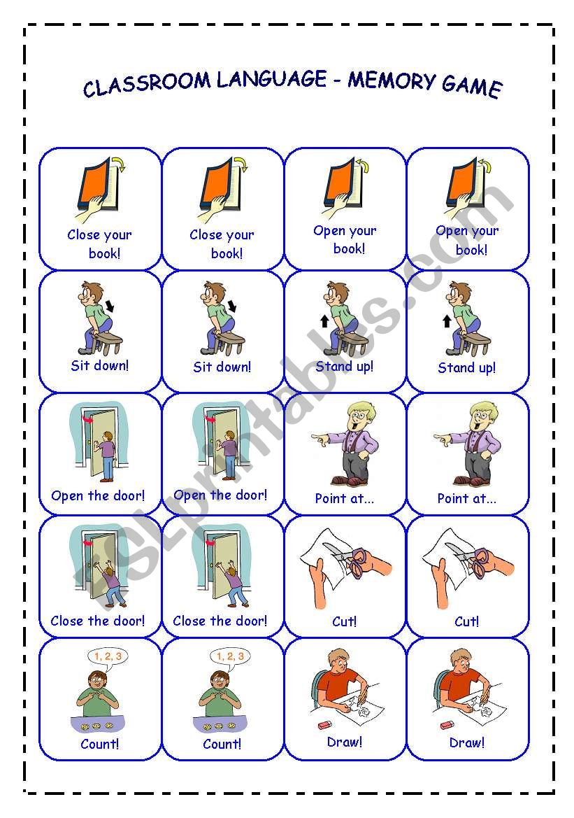 CLASSROOM LANGUAGE - MEMORY GAME - PART 1