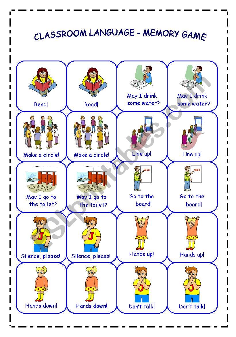 CLASSROOM LANGUAGE - MEMORY GAME - PART 2