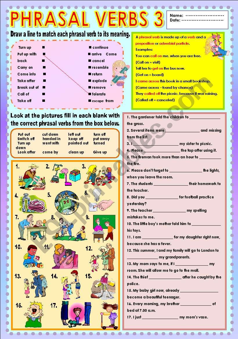 PHRASAL VERBS 3 worksheet