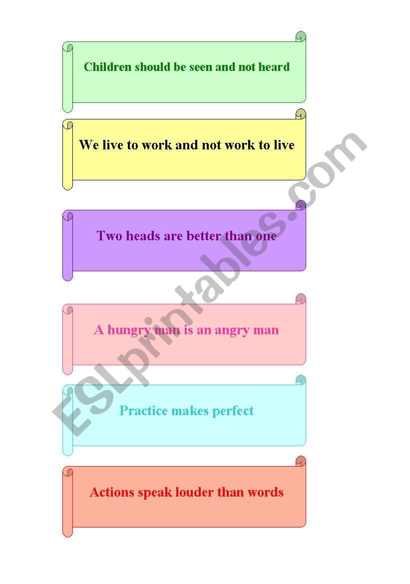 Discussing Proverbs  worksheet