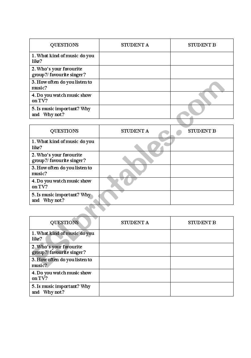 speaking activity about music worksheet