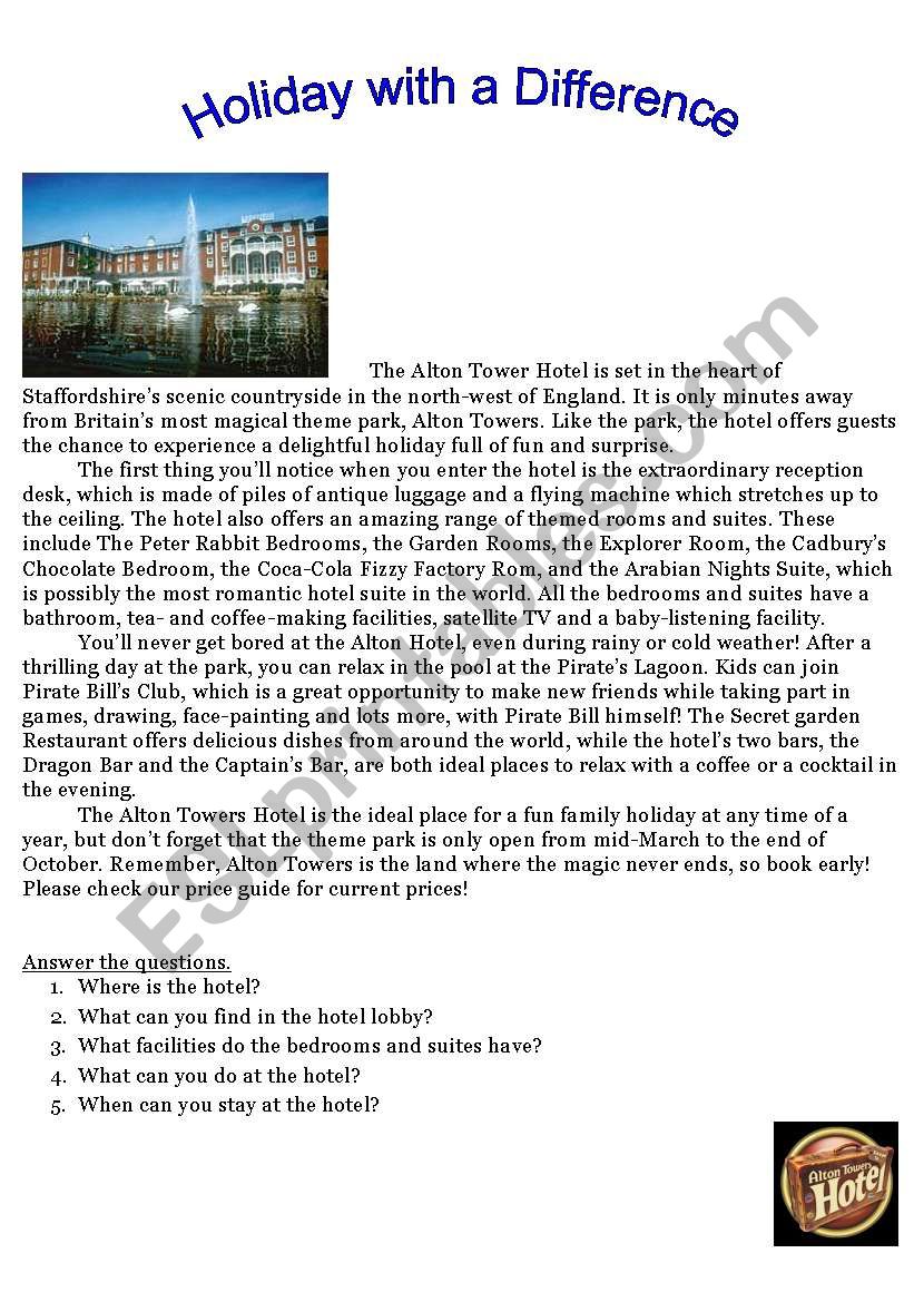 Hotels worksheet