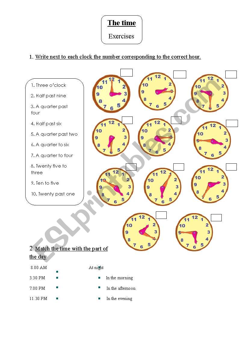 The time worksheet