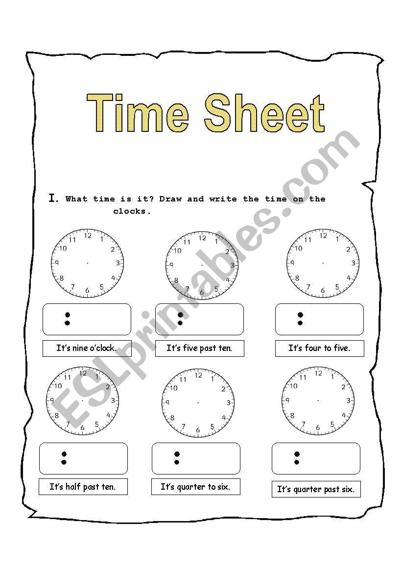 Time sheet worksheet