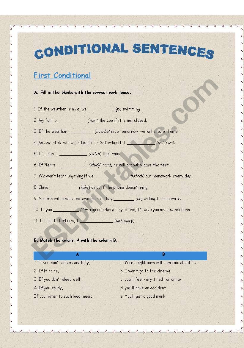 CONDITONAL SENTENCES worksheet