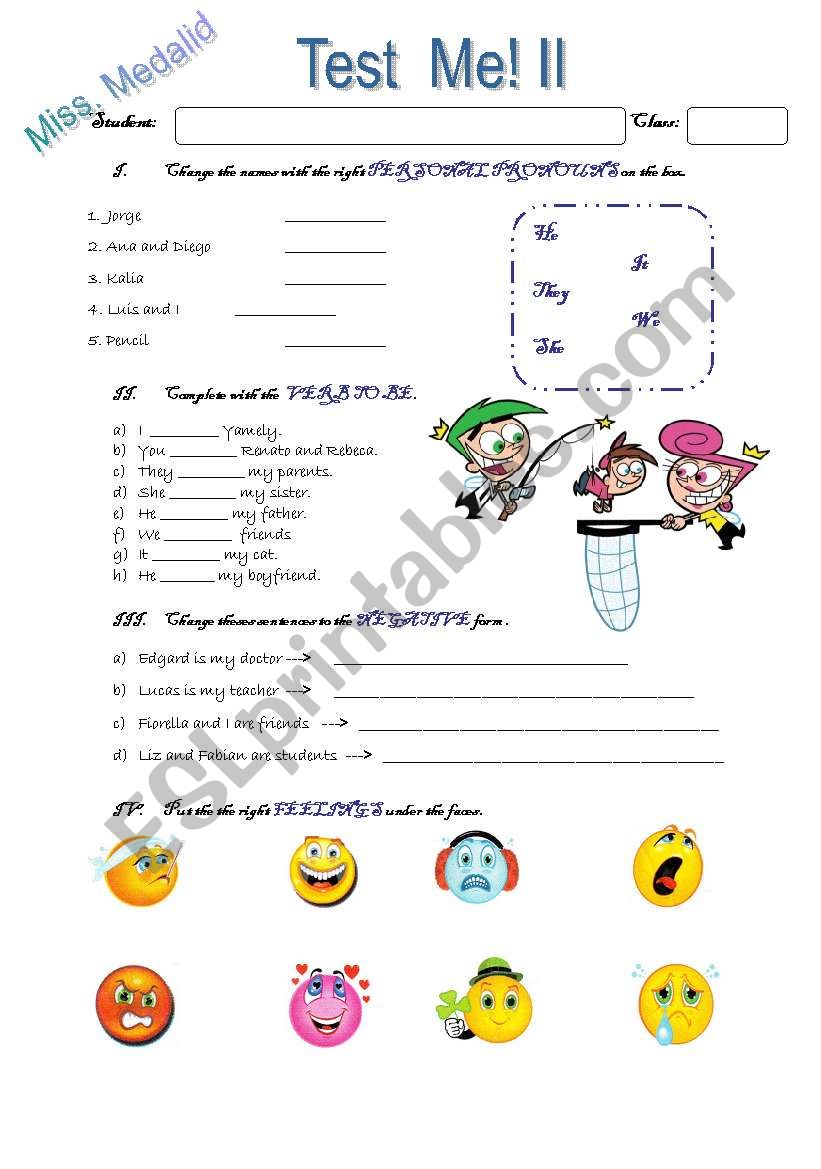 Test me! II worksheet