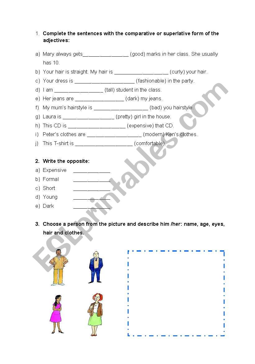 Describing people worksheet