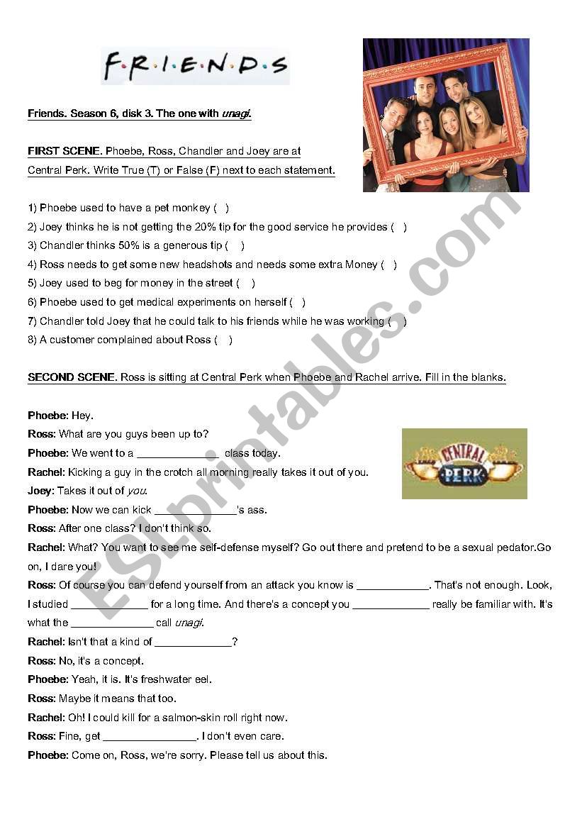 FRIENDS - THE ONE WITH UNAGI worksheet
