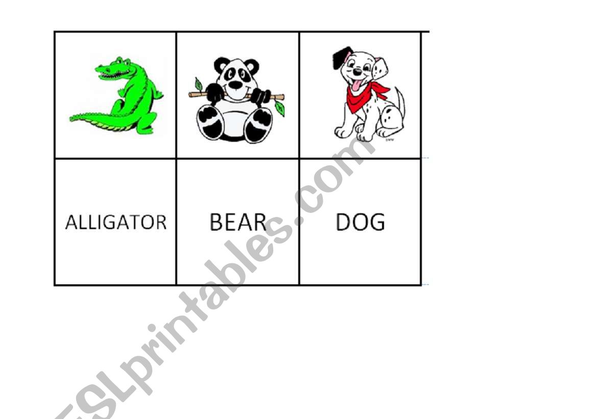 Animals memory game part 3 worksheet